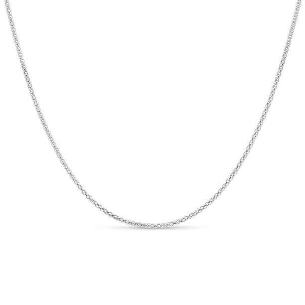 .925 Sterling Silver Popcorn Chain 1.6mm w/Lobster Clasp In 14-36 Inches
